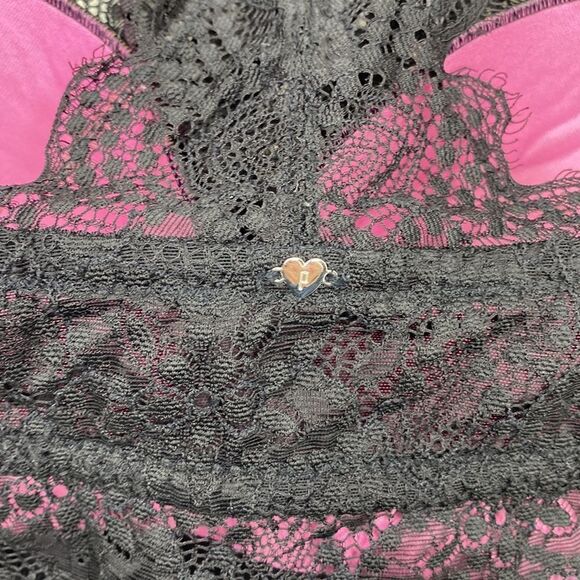 PINK Victoria’s Secret Black Lace Halter Racer Back Push Up Bralette S P D-DD - Picture 6 of 11